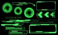 Set of HUD circle modern user interface elements design technology cyber green on black futuristic vector Royalty Free Stock Photo