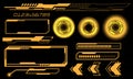 Set of HUD circle modern user interface elements design technology cyber yellow on black futuristic vector Royalty Free Stock Photo