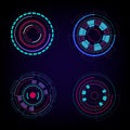 Set of HUD circles technology circles elements on dark blue background. Abstract Futuristic Technology Background. HUD circle