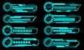 Set of HUD modern loading progress bars user interface elements design technology cyber blue on black futuristic vector Royalty Free Stock Photo