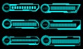 Set of HUD modern loading progress bars user interface elements design technology cyber blue on black futuristic vector Royalty Free Stock Photo