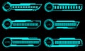 Set of HUD modern loading progress bars user interface elements design technology cyber blue on black futuristic vector Royalty Free Stock Photo