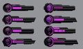 Set of HUD modern loading progress bars user interface elements design technology cyber purple black metallic futuristic vector