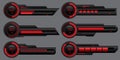 Set of HUD modern loading progress bars user interface elements design technology cyber red black metallic futuristic vector