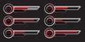 Set of HUD modern loading progress bars user interface elements design technology cyber red grey metallic futuristic vector