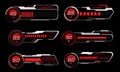 Set of HUD modern loading progress bars user interface elements design technology cyber red silver on black futuristic vector
