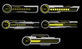 Set of HUD modern loading progress bars user interface elements design technology cyber yellow grey metallic black futuristic