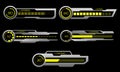 Set of HUD modern loading progress bars user interface elements design technology cyber yellow grey metallic black futuristic Royalty Free Stock Photo