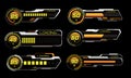 Set of HUD modern loading progress bars user interface elements design technology cyber yellow orange silver on black futuristic