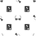 Set Human broken bone, Blind glasses and X-ray shots on seamless pattern. Vector