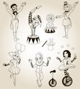 Set of human circus characters