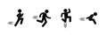 Set Of Human Figurines, Running And Jumping People, Stick Figure Pictogram Man, Stickman Isolated