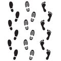 Set of human footprints on white background.