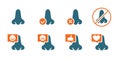 Set of human nose colored icon. Healthy olfactor organ, nose and paranasal sinuses, diagnosis, treatment symbol