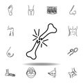 set of human organs broken bone outline icon. Signs and symbols can be used for web, logo, mobile app, UI, UX Royalty Free Stock Photo