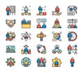 Set of Human Resources Flat Color Line Icons. Employee, Freelancer and more. Royalty Free Stock Photo