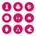 Set Human resources, Project team base, Piece of puzzle, Users group, with gear inside and Business strategy icon Royalty Free Stock Photo