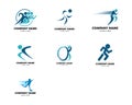 Set of Human running vector logo character Royalty Free Stock Photo
