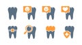 Set of human teeth colored icon. Healthy internal organ, teeth illness, diagnosis, treatment symbol Royalty Free Stock Photo