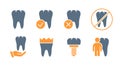 Set of human teeth colored icon. Teeth illness, diagnosis, health care, treatment symbol Royalty Free Stock Photo