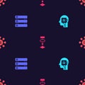 Set Humanoid robot, Server, Data, Algorithm and Neural network on seamless pattern. Vector Royalty Free Stock Photo