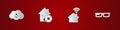 Set Humidity, Smart home, with wi-fi and glasses icon. Vector Royalty Free Stock Photo