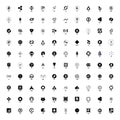 Set of hundred cryptocurrency logos, black and white