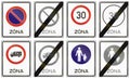 Set of Hungarian regulatory road signs