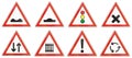 Set of Hungarian warning road signs