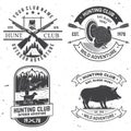 Set of Hunting club badge. Vector Concept for shirt, print, stamp. Vintage typography design with hunting gun, boar Royalty Free Stock Photo