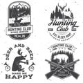 Set of Hunting club badge. Vector Concept for shirt, label, print, stamp. Vintage typography design with hunting gun Royalty Free Stock Photo