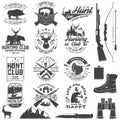 Set of Hunting club badge. Vector Concept for shirt, print, stamp. Vintage typography design with hunting gun, boar Royalty Free Stock Photo