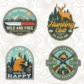 Set of Hunting club badge. Vector Concept for shirt, print, stamp. Vintage typography design with hunting gun, boar Royalty Free Stock Photo