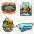 Set of Hunting club badge. Vector Concept for shirt, print, stamp. Vintage typography design with hunting gun, boar Royalty Free Stock Photo