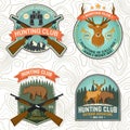 Set of Hunting club badge. Vector Concept for shirt, print, stamp. Vintage typography design with hunting gun, boar Royalty Free Stock Photo