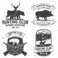 Set of Hunting club badge. Vector Concept for shirt, print, stamp. Vintage typography design with hunting gun, boar Royalty Free Stock Photo