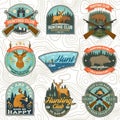 Set of Hunting club badge. Vector Concept for shirt, print, stamp. Vintage typography design with hunting gun, boar Royalty Free Stock Photo