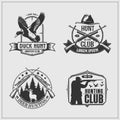 Set of hunting club labels, badges and design elements. Royalty Free Stock Photo