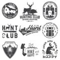 Set of hunting club and outdoor adventure quotes. Vector. Concept for shirt or logo, print, stamp, tee. Vintage design Royalty Free Stock Photo