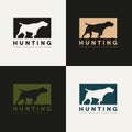 Set of hunting dog silhouette style logo vector design template. simple creative outdoor hunter logo concept