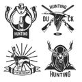 Set of hunting emblems, labels, badges, logos. Isolated on white