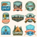 Set of hunting and fishing club patches. Vector. Concept for shirt, logo, stamp, patch. Vintage design with hunter with