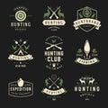 Set of Hunting and Fishing Labels, Badges, Logos Royalty Free Stock Photo