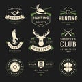 Set of Hunting and Fishing Labels, Badges, Logos Royalty Free Stock Photo