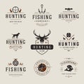 Set of Hunting and Fishing Labels, Badges, Logos