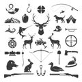 Set of Hunting and Fishing Objects Vector Design Royalty Free Stock Photo