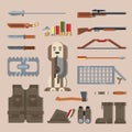 Set hunting tools, equipment Royalty Free Stock Photo