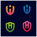 Set of HW Shield Logo Design Vector. Initial HW logo Template. Shield WH logo concept. Icon Symbol Royalty Free Stock Photo