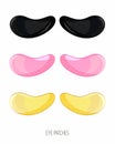 Set hydrogel cosmetic eye patch pink, gold and black. Cosmetic product for skin. Patches under the eyes. ollagen mask. Korean