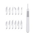 Set of Hygienic Surgical Scalpel Blades Bisturi. 3d Rendering Royalty Free Stock Photo